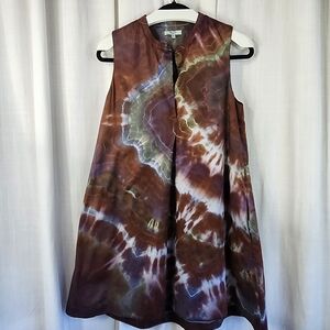 Madewell Tie-Dye Midi Dress in Brown and White